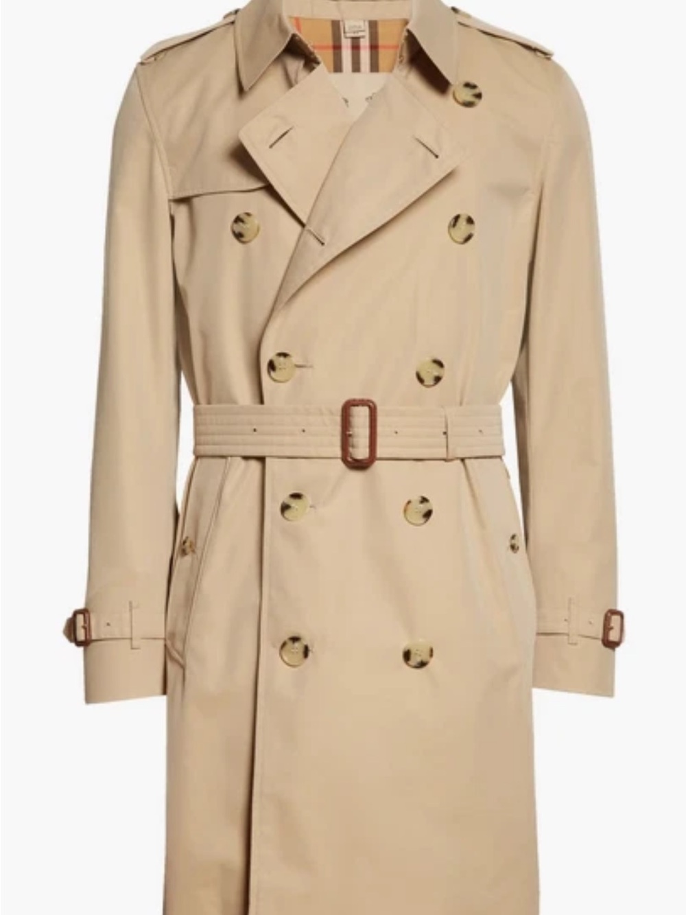 Vintage BURBERRYS Trench Coat Made in England Nova Check Lining Tan EU 56 L